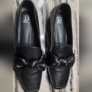 New York & Company Black Bow Loafers